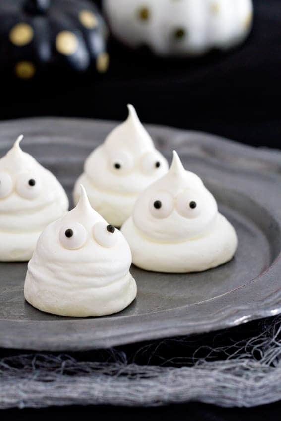 Meringue Ghosts will bring smiles to everyone this Halloween. Kids will love them!