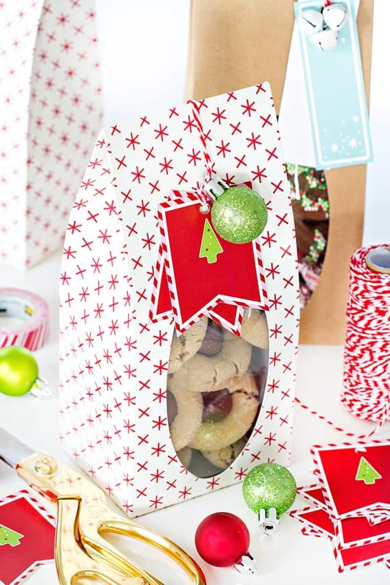 DIY Cookie Packaging Station for holiday cookie parties. So festive!