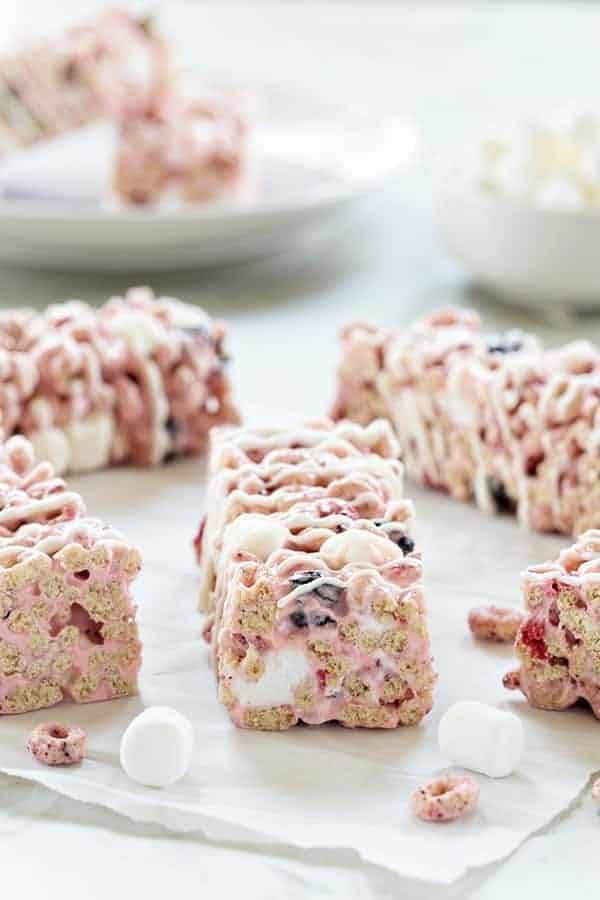 Berry Cereal Treats are everything you love about marshmallow cereal treats, but with a berry twist. Easy and so delicious!