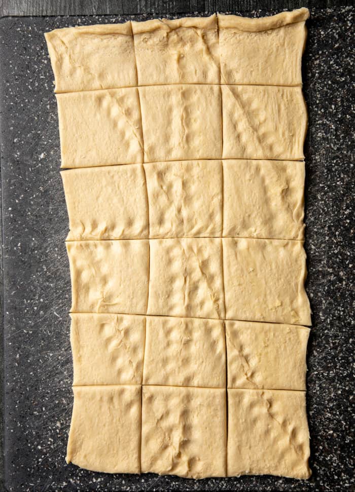 crescent roll dough unrolled and cut into 18 rectangles
