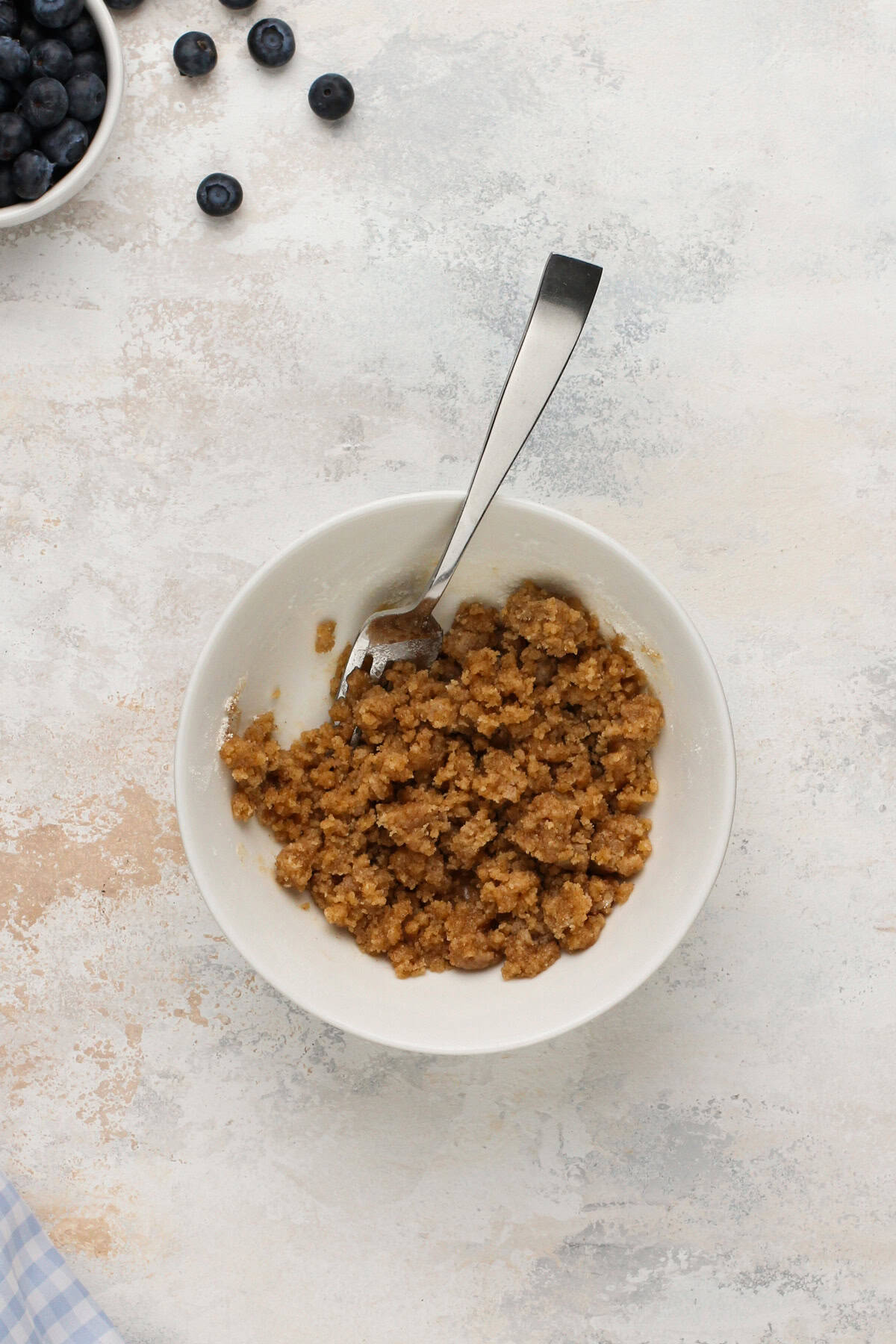 Streusel topping for banana bread in a bowl.