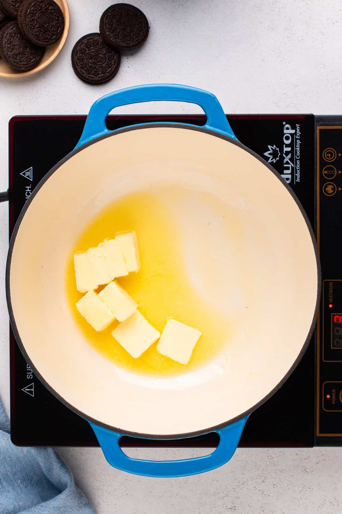 butter melting in a dutch oven.