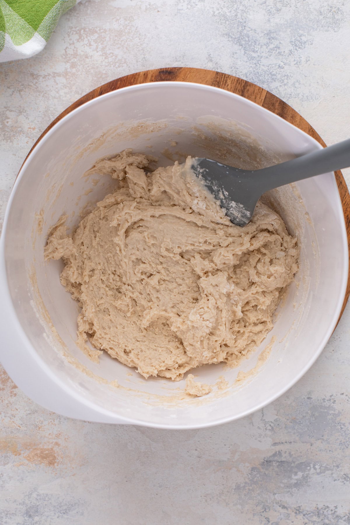 Bisquick chicken pot pie topping mixed in a bowl.
