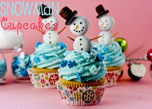 snowman cupcakes
